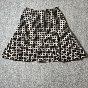 Anne Klein Embroidered A-Line Skirt Womens 10 Black White Pleated